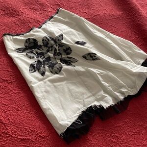 FREE PEOPLE A-Line Skirt ~ White with Black Lace Accents ~ Size 10